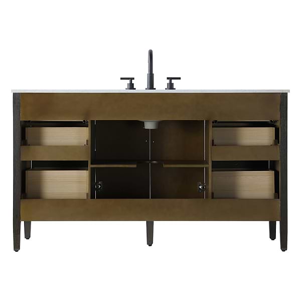 Juelle Chocolate Oak 60" Single Vanity with Cultured Marble Top