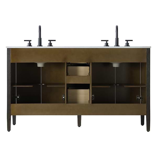 Juelle Chocolate Oak 60" Double Vanity with Cultured Marble Top