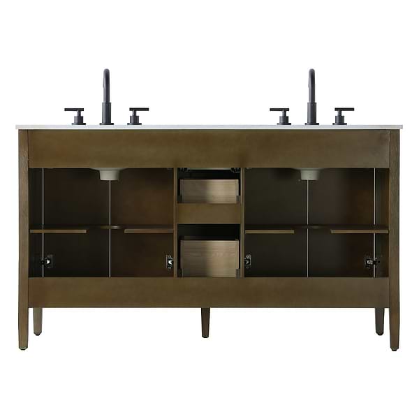 Juelle Hazel Oak 60" Double Vanity with Cultured Marble Top