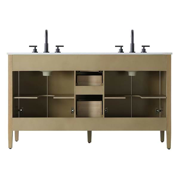 Juelle Honey Oak 60" Double Vanity with Cultured Marble Top