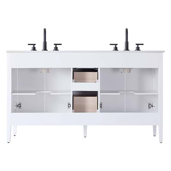 Juelle White 60" Double Vanity with Cultured Marble Top