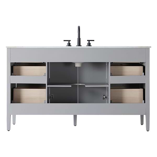 Juelle Gray 60" Single Vanity with Cultured Marble Top
