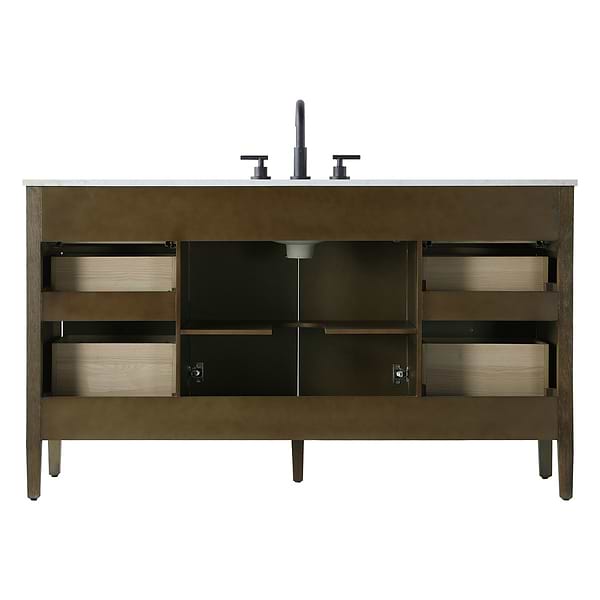 Juelle Hazel Oak 60" Single Vanity with Cultured Marble Top