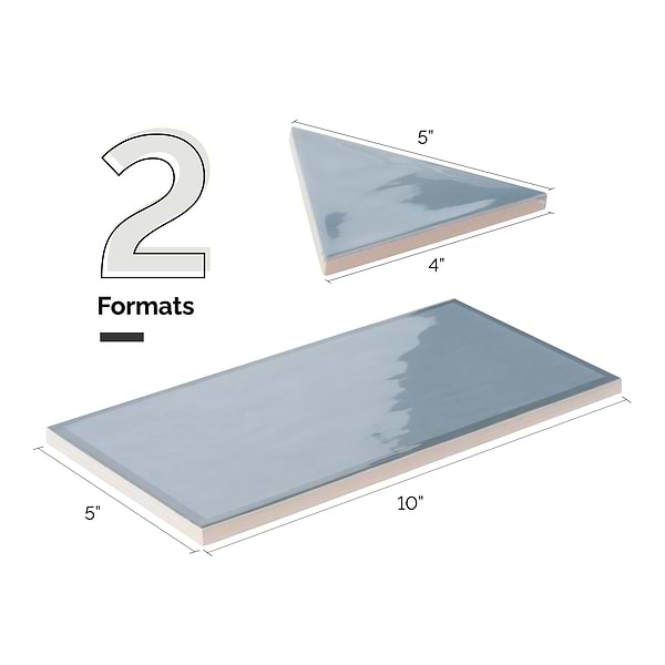 Bellami Triangulo Azul Blue Zucchero 4x5 Glossy Ceramic Wall Tile
