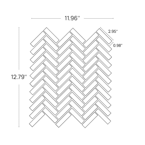 Bianco Carrara 1x3 Herringbone Polished Marble Mosaic Tile in White, View 9, open zoomed image
