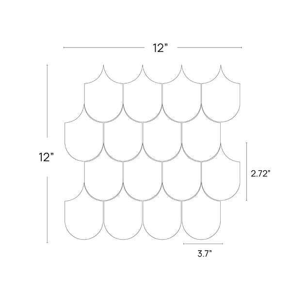 Bond Venom Charcoal Black 2x4 Fish Scale Matte Porcelain Mosaic Tile