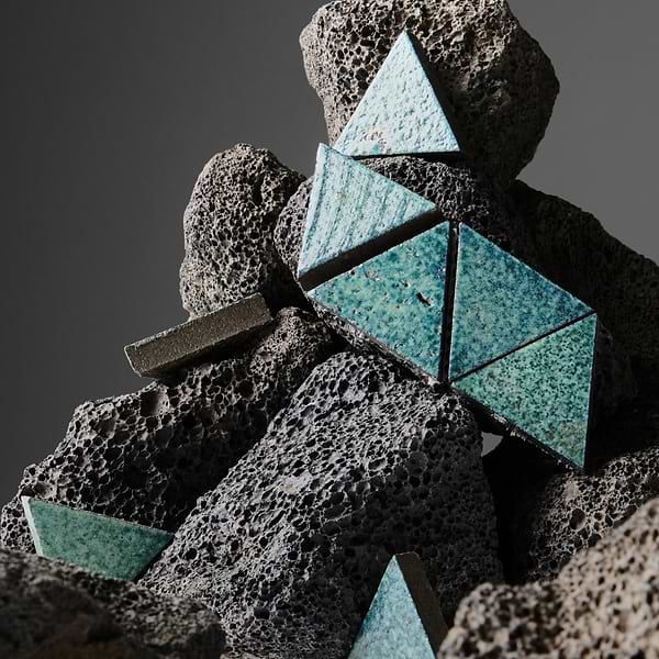 Bushwick Aquamarine Green 2" Triangle Glossy Lava Stone Mosaic Tile