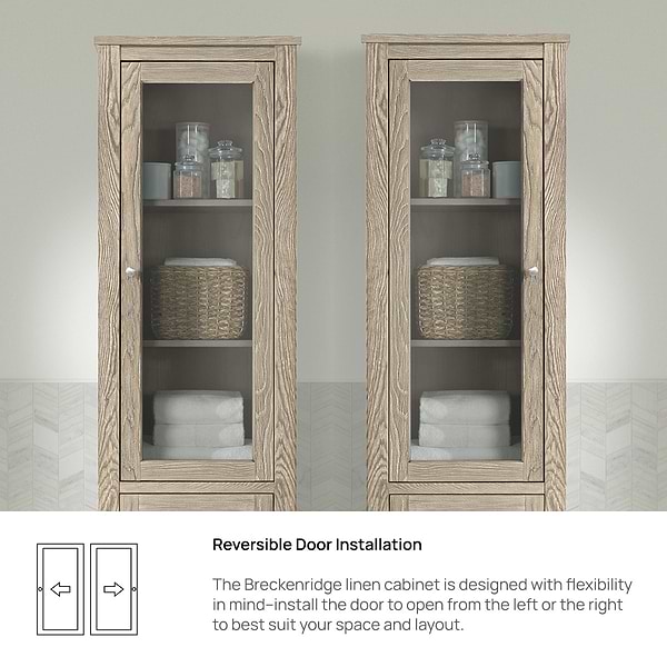 James Martin Vanities Breckenridge Whitewashed Oak  22x80 Linen Cabinet