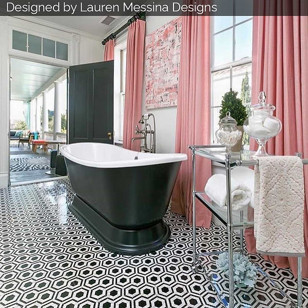 Cosmos Nero & Asian Statuary 4" Hexagon Marble Polished Mosaic Tile