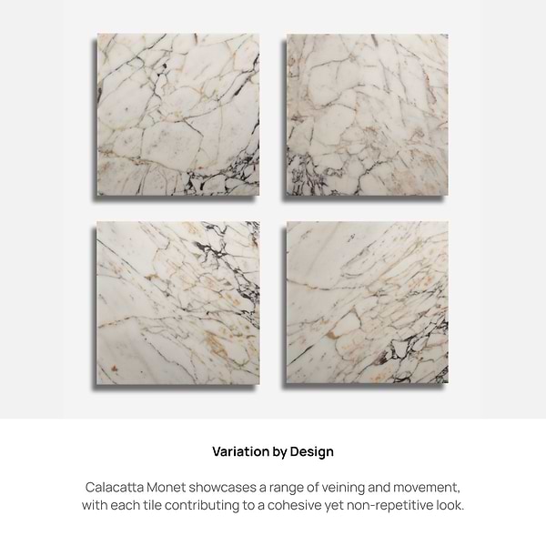 Calacatta Monet 18x18 Honed Marble Tile
