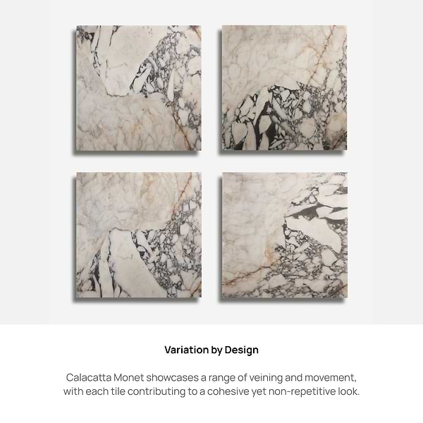 Calacatta Monet 24x24 Honed Marble Tile