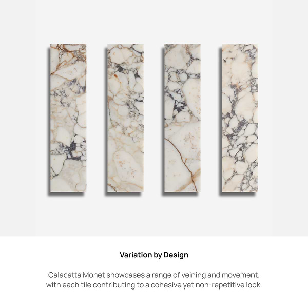 Calacatta Monet 3x12 Honed Marble Tile