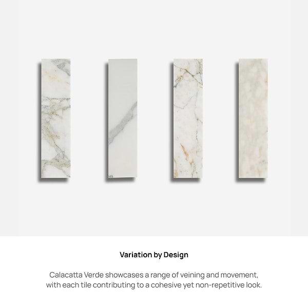 Calacatta Verde Premium 3x12 Honed Marble Tile