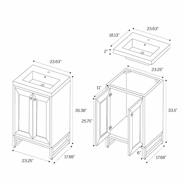 James Martin Vanities Chianti Glossy White 24" Single Vanity with Gold Hardware and White Counter