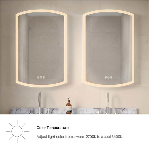 Radium Silver 24x38" Rectangle Recessed or Wall Mounted Left-Hand LED Medicine Cabinet with Mirror in Silver, View 9, open zoomed image
