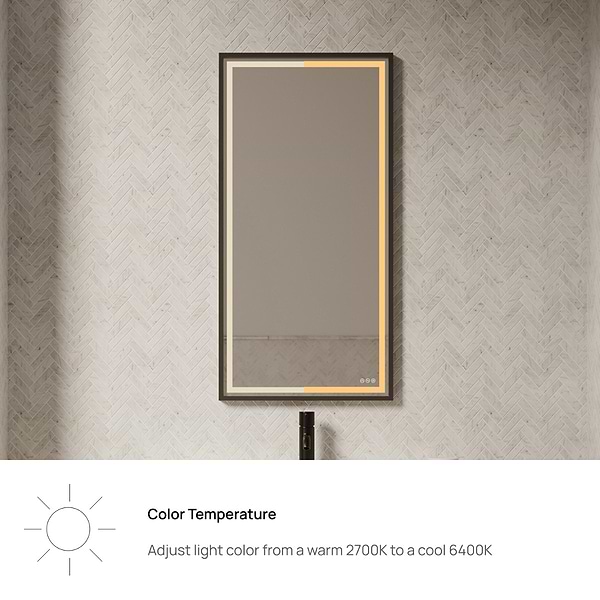 Mage Matte Black 18x36" Framed Rectangle LED Mirror