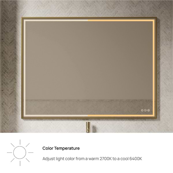 Mage Brushed Gold 48x30" Framed Rectangle LED Mirror