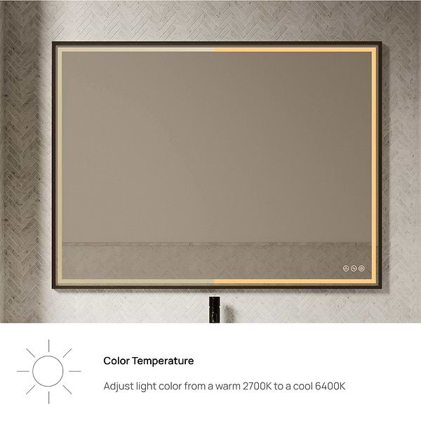 Mage Matte Black 48x36" Framed Rectangle LED Mirror
