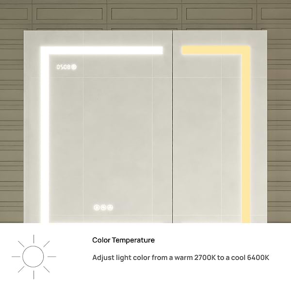 Rory Grooved 30x32" Rectangle Recessed or Wall Mounted LED Medicine Cabinet with Mirror