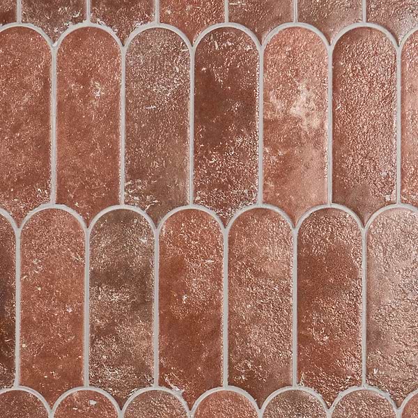 Corali Canyon Terracotta 3x9 Textured Fish Scale Matte Ceramic Tile