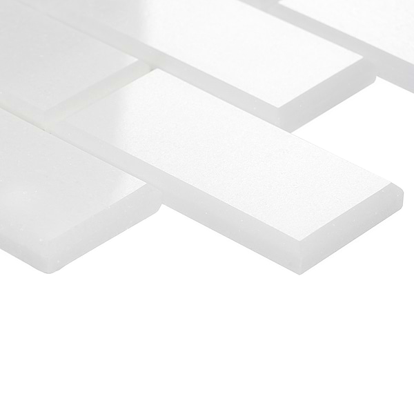 White Thassos 2x4 Beveled Marble Polished Mosaic Tile
