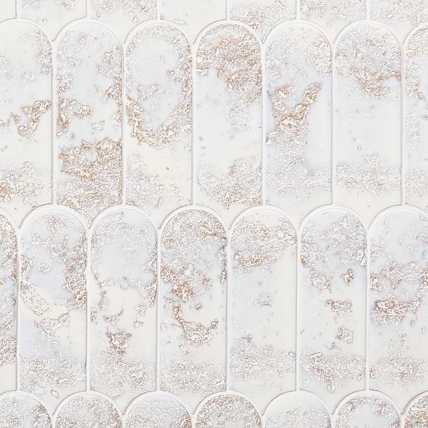 Corali Reef White 3x9 Textured Fish Scale Satin Ceramic Tile