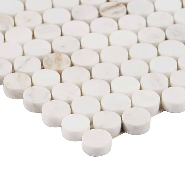 Alaska White 3/4" Penny Round Polished Mosaic Tile