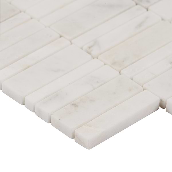 Alaska White Waterfall Polished Marble Bricks Mosaic Tile