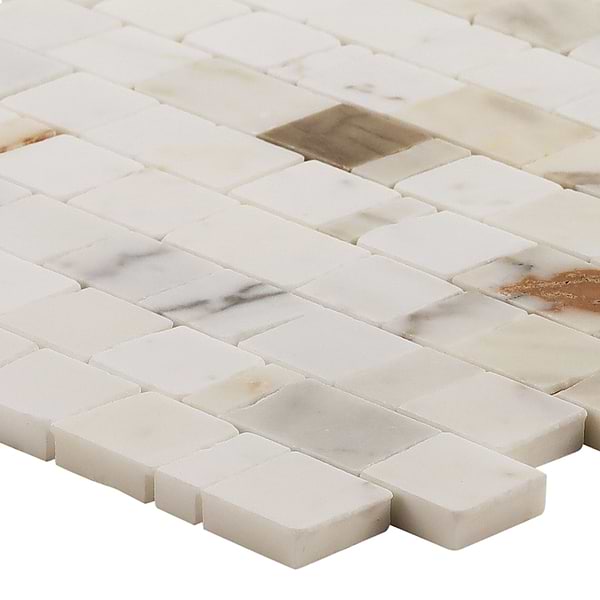 Avanti Calacatta Gold Hand Clipped Joint Honed Marble Mosaic Tile