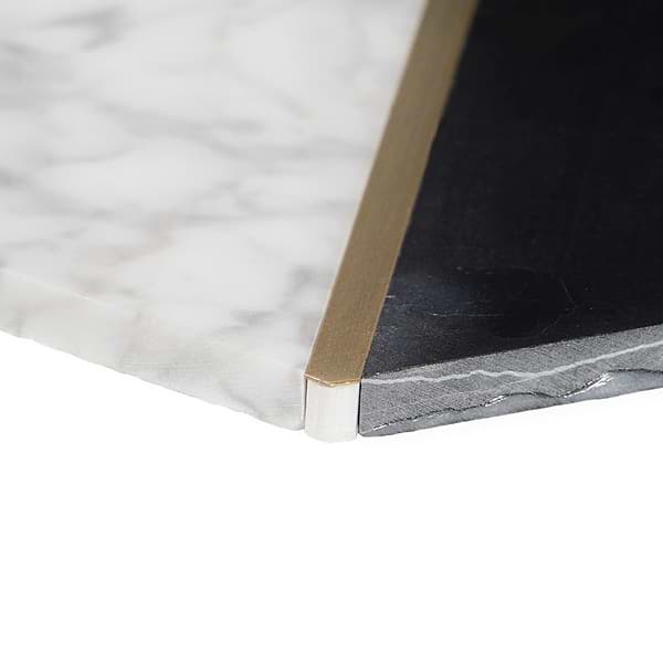 Decade Nero Blanco Polished Marble and Brass Mosaic Tile