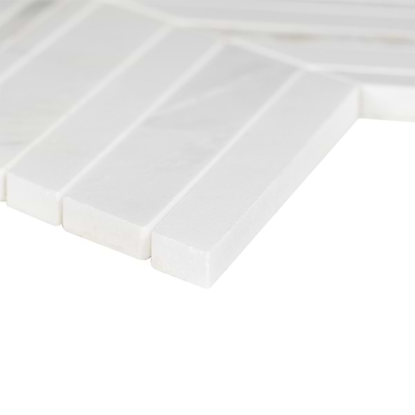 Aya White Polished Marble and Pearl Mosaic Tile