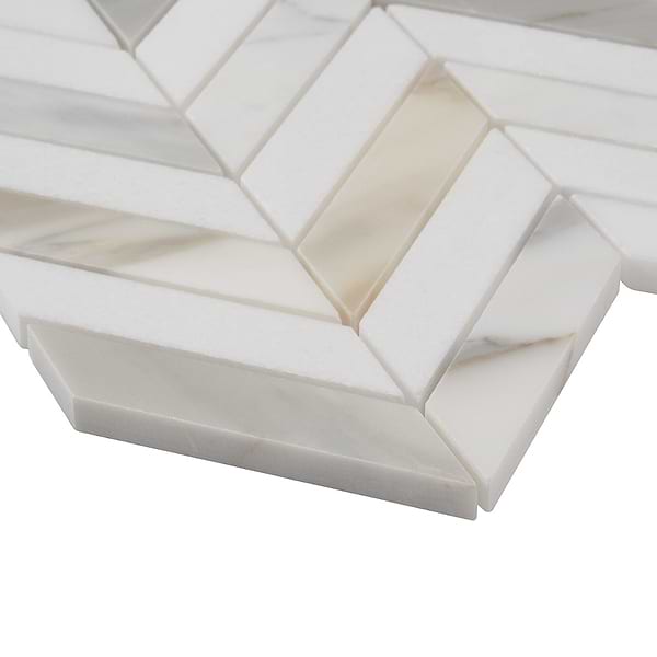 Talon Calacatta & Thassos 1x4 Marble Polished Mosaic Tile