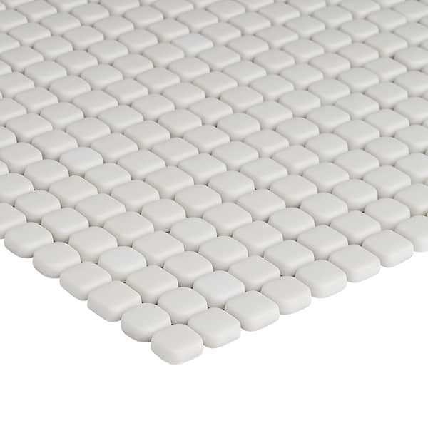 Venini White 1/2" Mini Square Frosted Glass Mosaic Tile