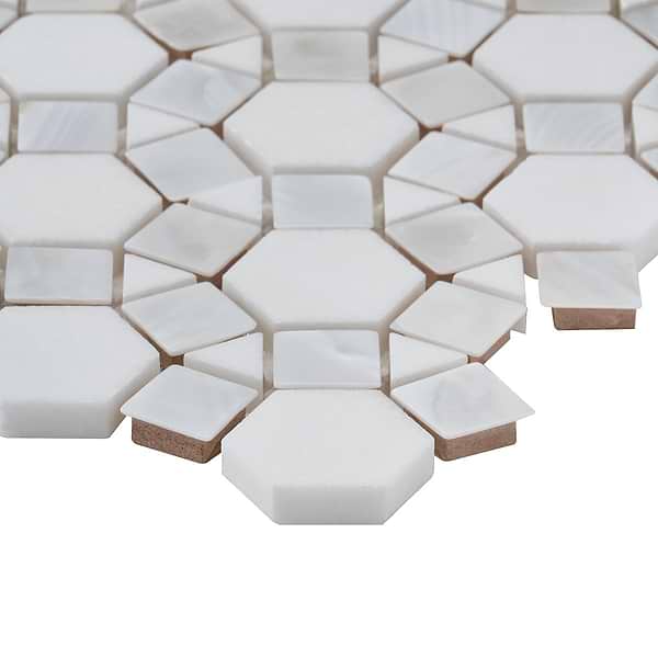 Victoria Pearl & White Thassos Marble Polished Mosaic Tile