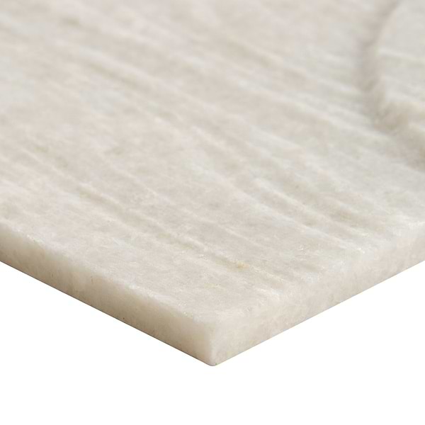 Trevino Carved Sabbia White 4x4 3D Satin Marble Tile