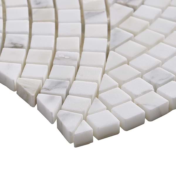 Breeze Drift Calacatta Gold Micro Marble Fan Mosaic Tile