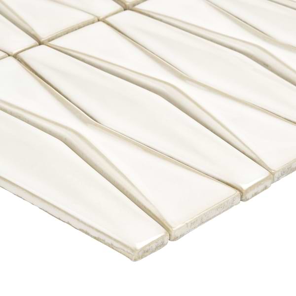 Nabi Harlequin Natural White 2x8 Glossy Glass Mosaic Tile