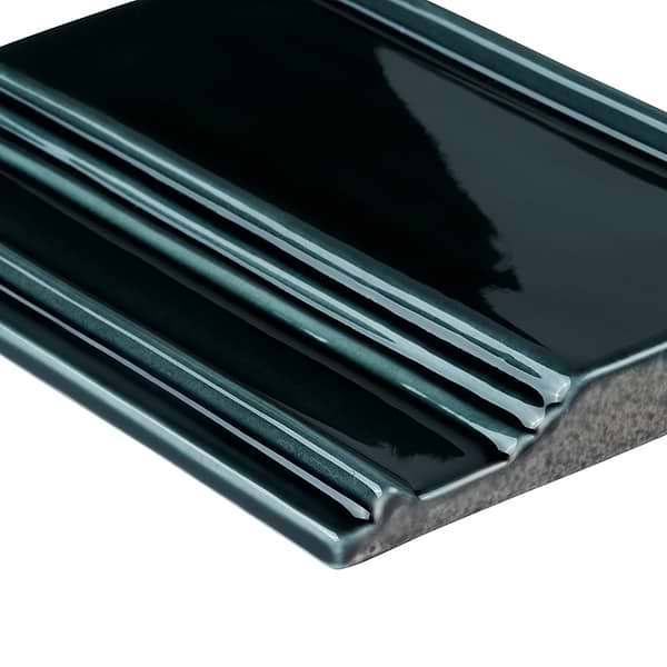 Nabi Midnight Blue Green 6x8 Crackled Glossy Glass Base Molding