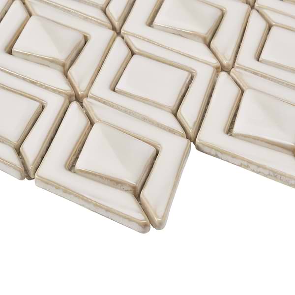 Nabi Jewel Natural White 3D Glossy Glass Mosaic Tile