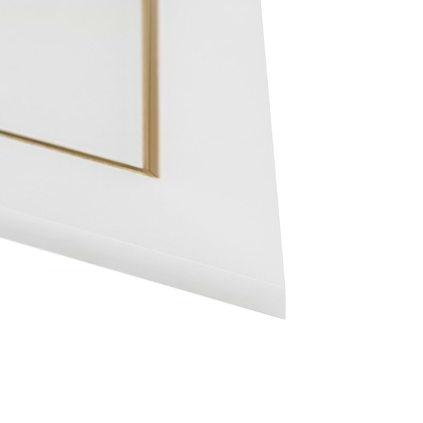 Basque White Jade Brass Inlay 6x12 Beveled Polished Marble Tile