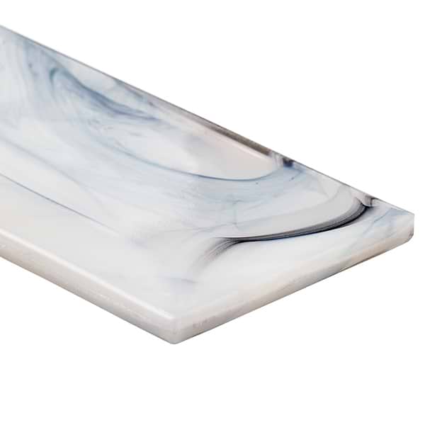 Alisa Night Black & White 3x12 Polished Subway Glass Tile