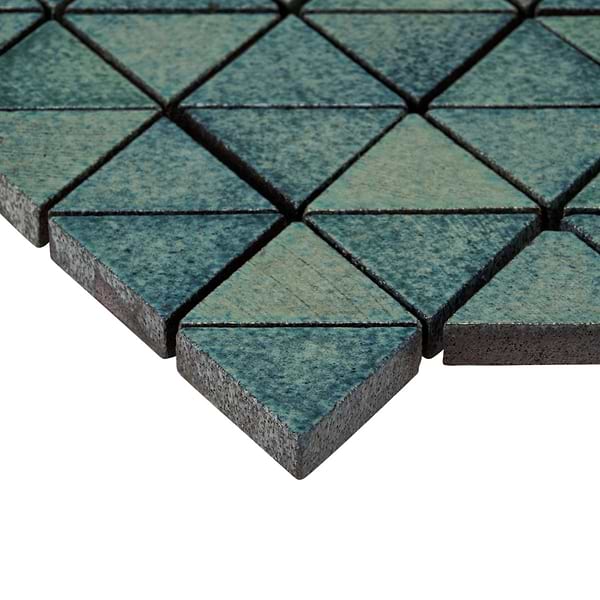 Bushwick Aquamarine Green 2" Triangle Glossy Lava Stone Mosaic Tile