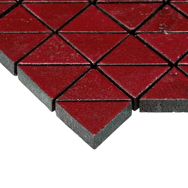 Bushwick Red 2" Triangle Glossy Lava Stone Mosaic Tile
