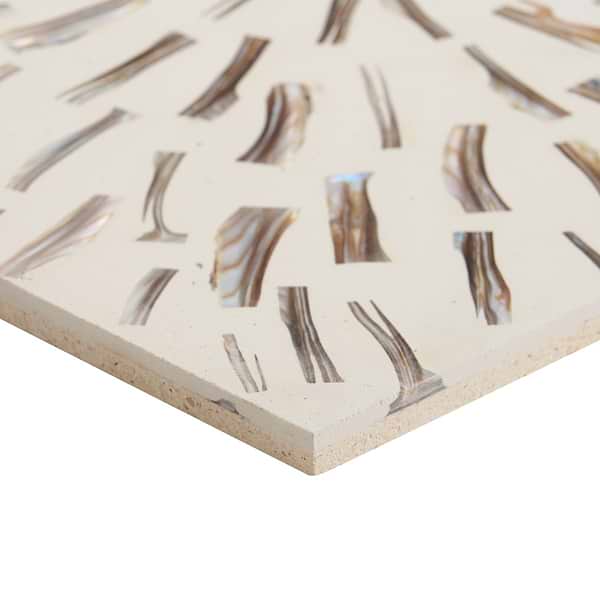 Estee Golden White 12x12 Polished Pearl Inlay and Cement Tile