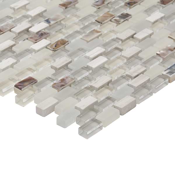 Paragon Calico Beige 1/2x1 Mini Brick Marble & Glass Mosaic Tile