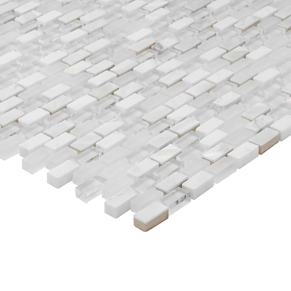 Paragon Pearl Lace Gray Mini Brick Marble & Glass Mosaic Tile