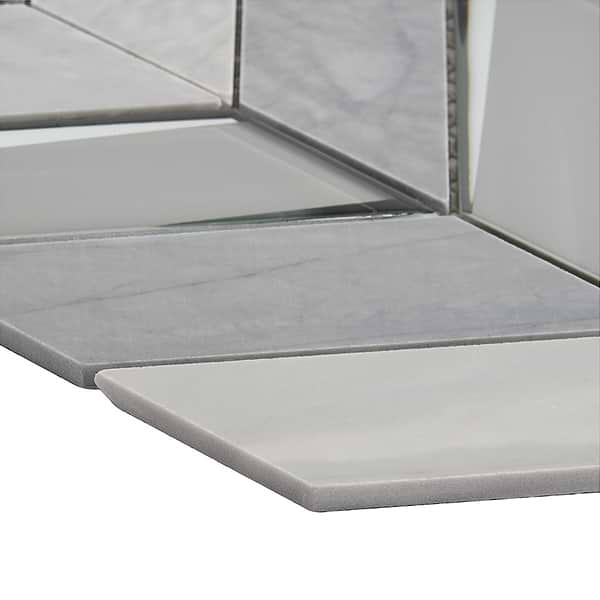 Kasol Dove Gray 2x4 Marble and Mirrored Glass Polished Mosaic Tile