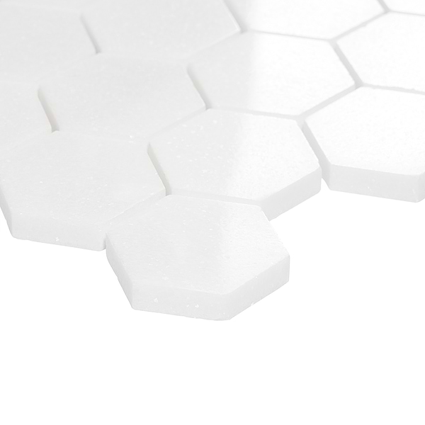White Thassos 2" Hexagon Marble Polished Mosaic Tile