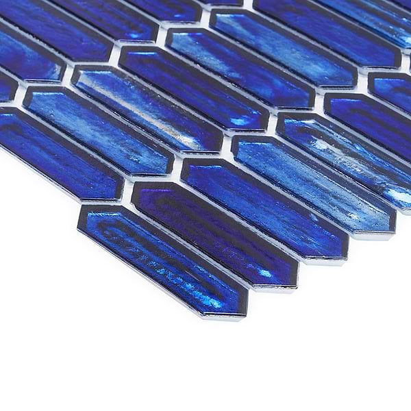 Komorebi Picket Athens Blue 1x3 Polished Glass Mosaic Tile