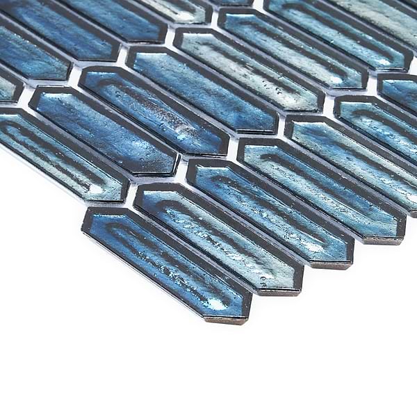 Komorebi Picket Jet Stream Blue 1x3 Polished Glass Mosaic Tile